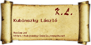 Kubinszky László névjegykártya