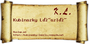 Kubinszky László névjegykártya